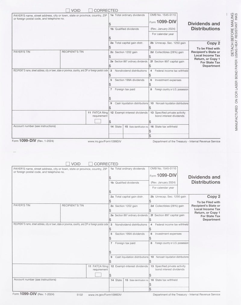 Dutymark 1099 DIV Income Tax Forms 2025 Set and 1096 - Kit for 10 Vendors 4-Part, Complete Laser Forms with Self-Seal Envelopes in Value Pack | 1099-DIV Income 2025 - Image 4